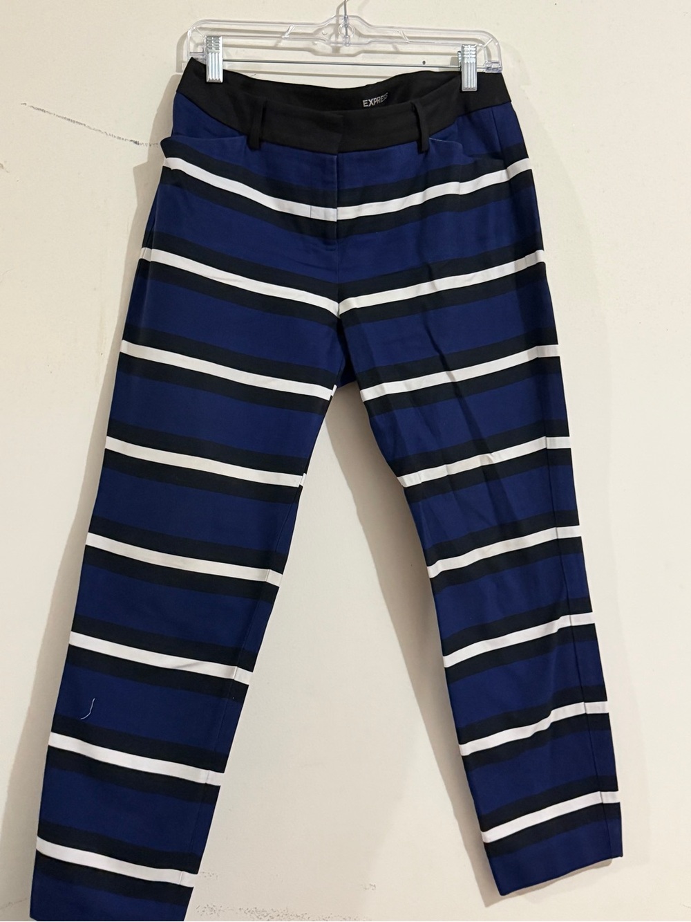 Express Men's Navy, Black & White Striped Chinos